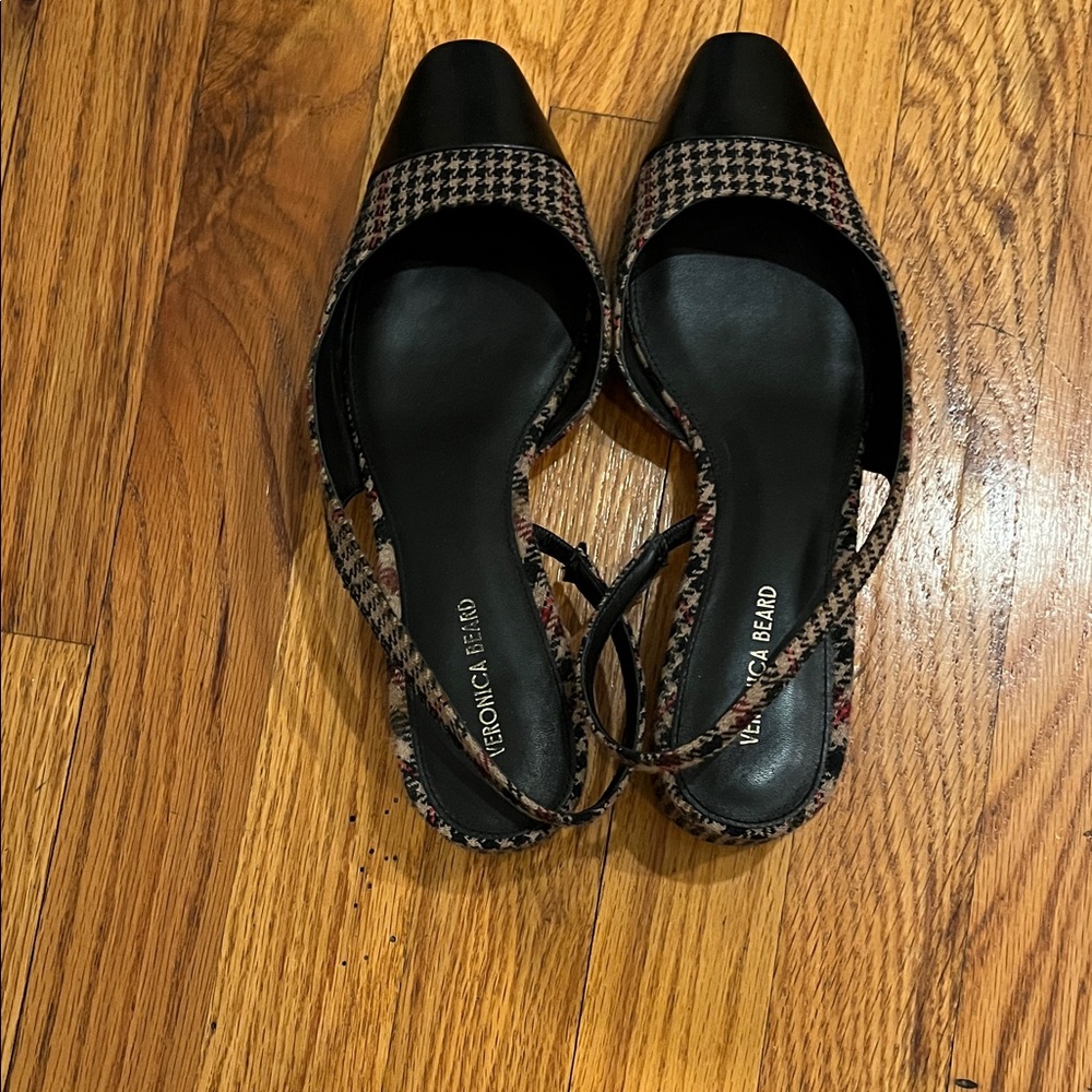 Veronica Beard Houndstooth Flats in Black and Brown